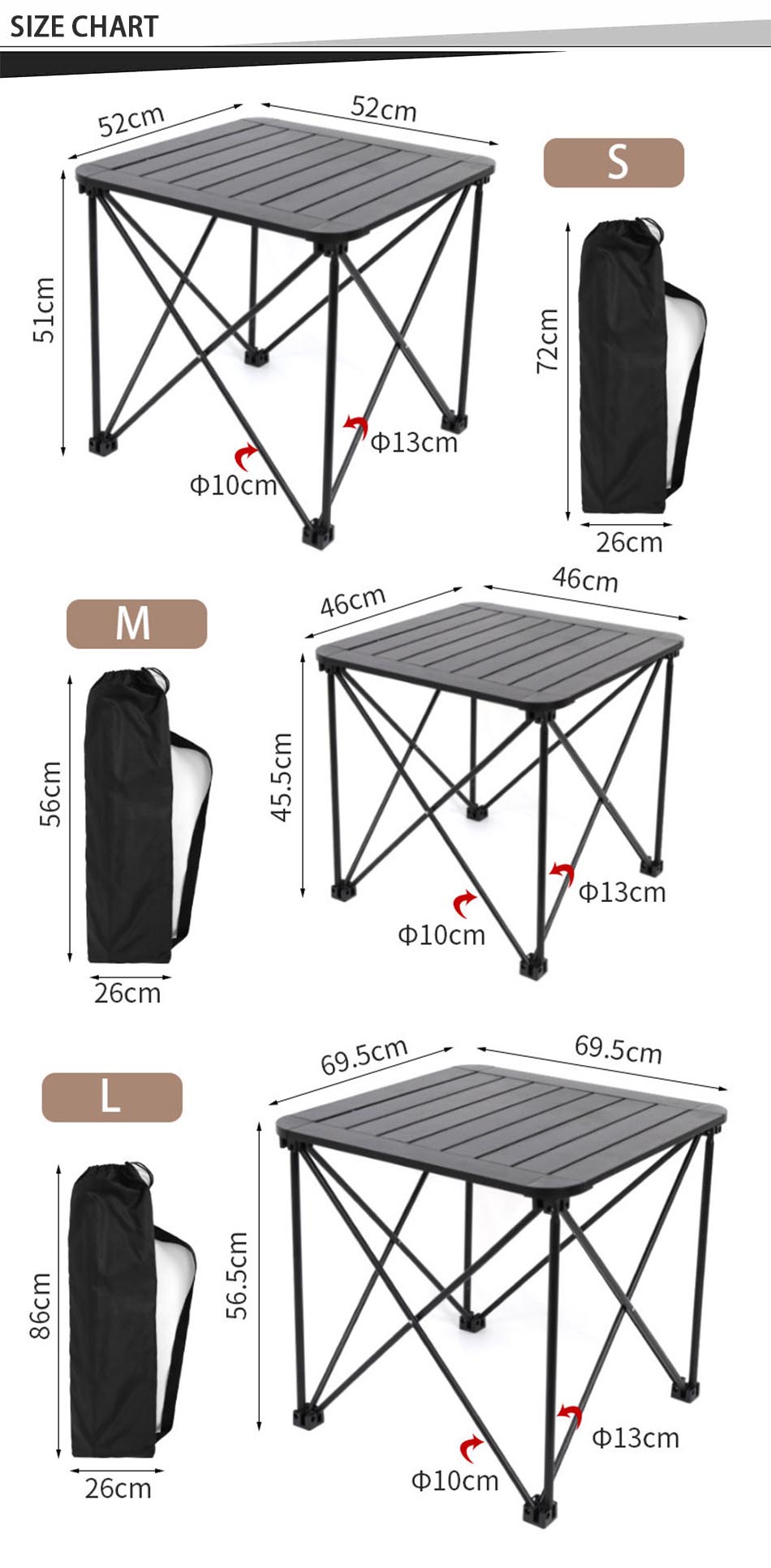 Tavolo da picnic regolabile