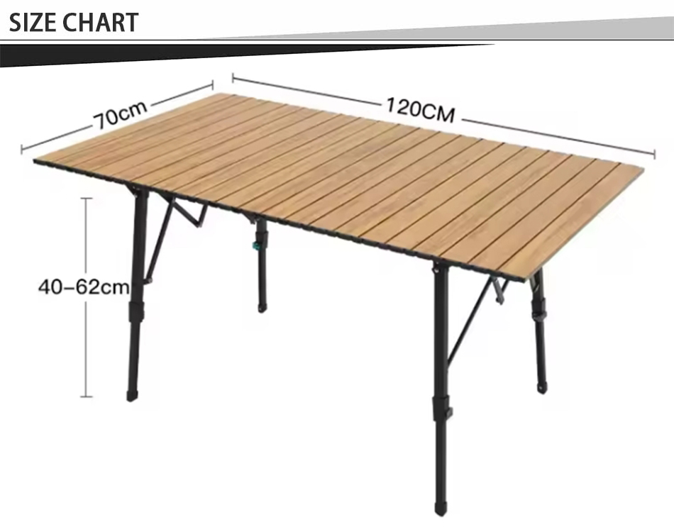 tavolo da campeggio avvolgibile in alluminio