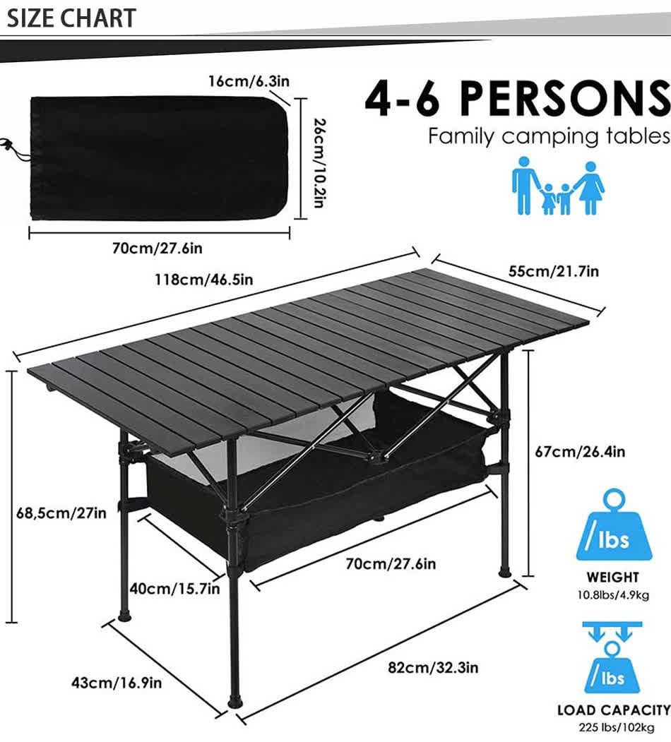 tavolo da picnic in alluminio per il cortile