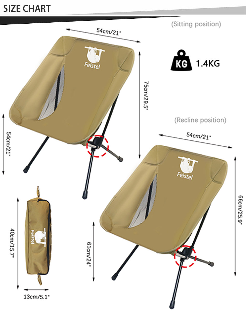 Tabella delle misure delle sedie da trekking