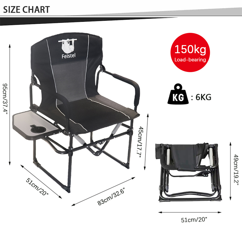 dimensioni della sedia da regista pieghevole