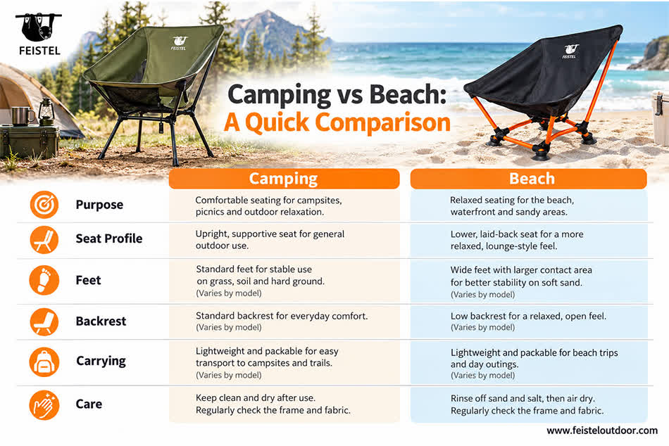 Camping Chair vs Beach Chair