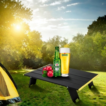 Tavolo da campeggio pieghevole portatile OEM tavoli arrotolabili compatti in alluminio con borsa per il trasporto per barbecue all'aperto campeggio picnic escursionismo zaino in spalla