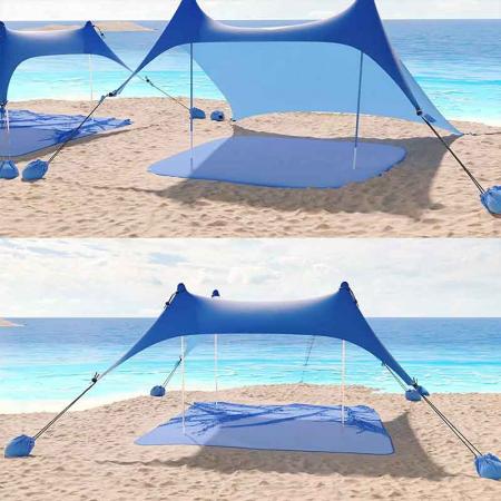 Tenda da spiaggia pop-up Tenda da pesca Tenda da sole Tenda da sole da spiaggia con pala da sabbia, picchetti da terra e pali di stabilità 