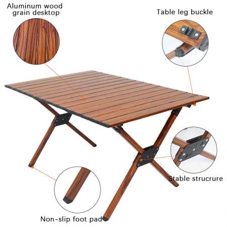 tavolo da campeggio all'aperto tavolo in alluminio pieghevole tavolo in legno modello campeggio all'aperto leggero per campeggio spiaggia cortili barbecue party 