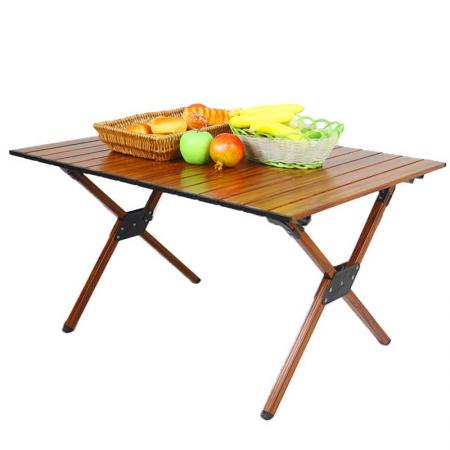 tavolo da campeggio all'aperto tavolo in alluminio pieghevole tavolo in legno modello campeggio all'aperto leggero per campeggio spiaggia cortili barbecue party 