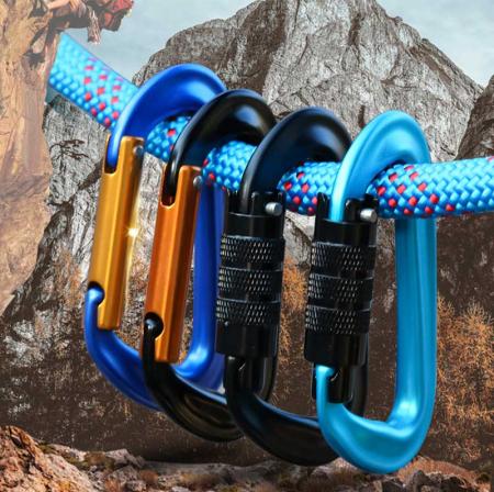 moschettone di bloccaggio a vite in alluminio personalizzato attrezzatura da arrampicata da 12kn moschettone da palestra clip a scatto gancio a scatto 