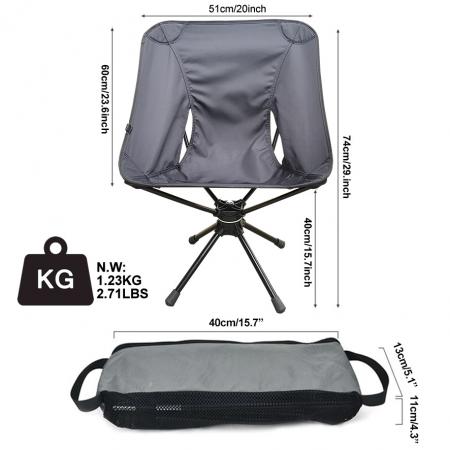 sedia da campeggio girevole a 360 gradi di vendita calda sedia da spiaggia portatile pieghevole per esterni sedia da pesca 