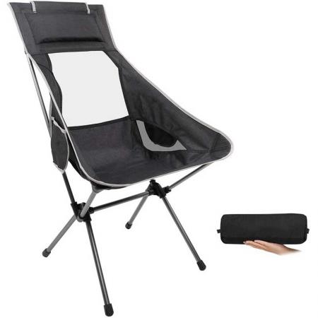 sedia da campeggio ultraleggera con schienale alto, sedie pieghevoli leggere con poggiatesta, portatile compatta per il campeggio all'aperto, escursionismo, picnic 