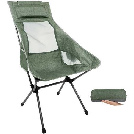 sedia da campeggio zaino con schienale alto, capacità di 330 libbre, sedia pieghevole portatile compatta leggera per escursionismo viaggio picnic in spiaggia 