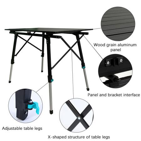 tavolo regolabile in altezza tavolo in alluminio tavolo pieghevole regolabile in altezza campeggio all'aperto leggero per campeggio cortili spiaggia BBQ party 