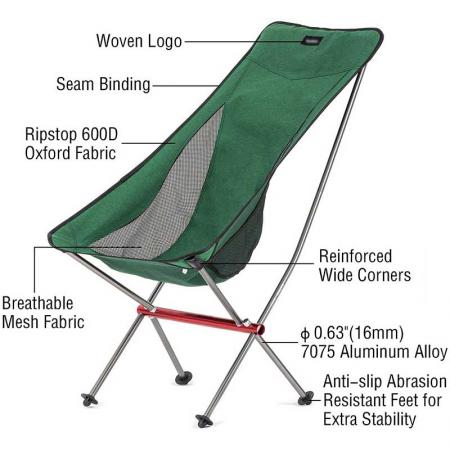 sedia da spiaggia in alluminio pieghevole sedia da campeggio leggera con schienale alto con borsa per il trasporto per escursionismo all'aperto zaino in spalla 