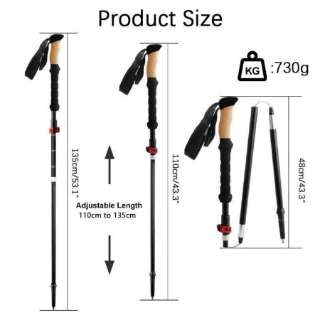 Amazon di vendita calda OEM all'ingrosso ultraleggero regolabile in alluminio da arrampicata bastoni da passeggio bastoncini da trekking in carbonio 