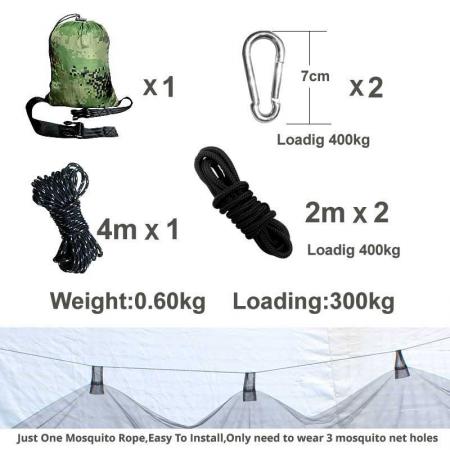 zanzariera per amaca in nylon da campeggio con cinturino ad albero resistente per viaggi con zaino in spalla, escursionismo, attività all'aperto 