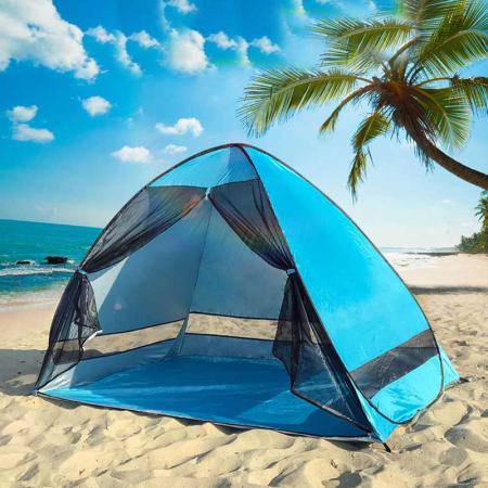 Tenda da spiaggia facile da installare, tenda da spiaggia anti-uv, tenda da spiaggia, tenda da sole, tenda da sole con 3 finestre a rete, adatta a 2-3 persone 
