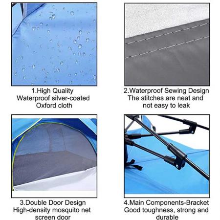 tenda da campeggio istantanea pop-up automatica pieghevole da spiaggia militare per escursionismo da campeggio impermeabile per 2-3 persone all'aperto
 