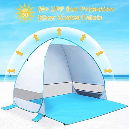 Tenda da spiaggia portatile pieghevole UPF 50+ con protezione solare UV
 