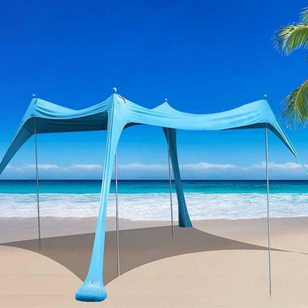 tettoia parasole per baldacchino da spiaggia tettoia parasole a scomparsa 10 x 10 FTUPF50+ con pali in alluminio per campeggio in spiaggia e all'aperto
 