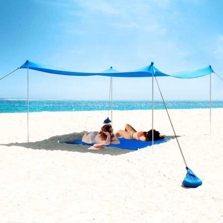 Tendalino parasole da spiaggia tenda da spiaggia pop up UPF50+ con pali in alluminio per campeggio in spiaggia e all'aperto
 
