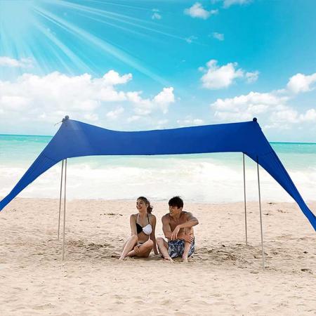 Tendalino parasole pop up tenda da spiaggia UPF50+ con pali in alluminio per campeggio in spiaggia e all'aperto
 