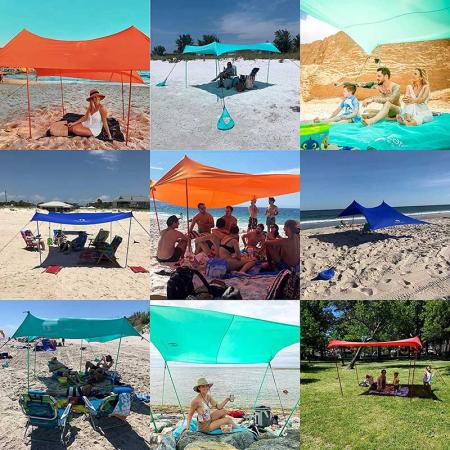 Tendalino parasole a baldacchino a 4 poli con borsa per il trasporto per la pesca in spiaggia, il campeggio e la tenda da spiaggia per famiglie all'aperto
 