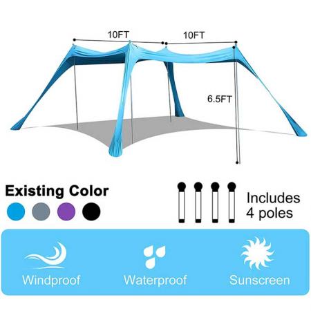 Tendalino parasole a baldacchino a 4 poli con borsa per il trasporto per la pesca in spiaggia, il campeggio e la tenda da spiaggia per famiglie all'aperto
 