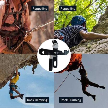 Assicuratori per arrampicata su roccia e dispositivi di assicurazione per discensori in doppia
 