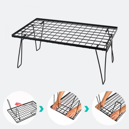 Tavolo da esterno pieghevole in rete di ferro BBQ Camping Self Driving Picnic Table Drainage Rack con una tavola di bambù 