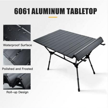 Grande tavolo pieghevole quadrato in alluminio da campeggio leggero con custodia 