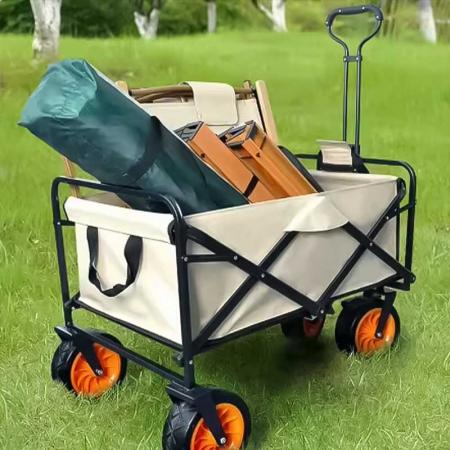 Carrello da giardino pieghevole per esterni con ruota stretta da 5 pollici con desktop