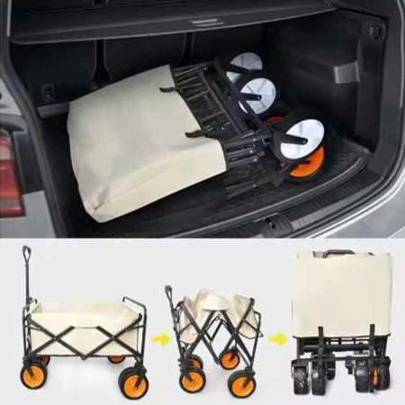 Carrello da giardino pieghevole per esterni con ruota stretta da 5 pollici con desktop