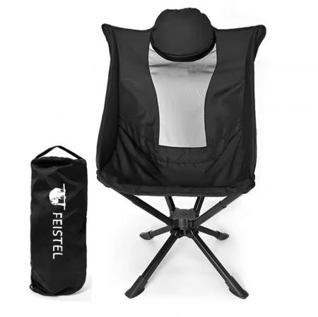 Comoda sedia da campeggio leggera con rotazione a 360° con cuscino 