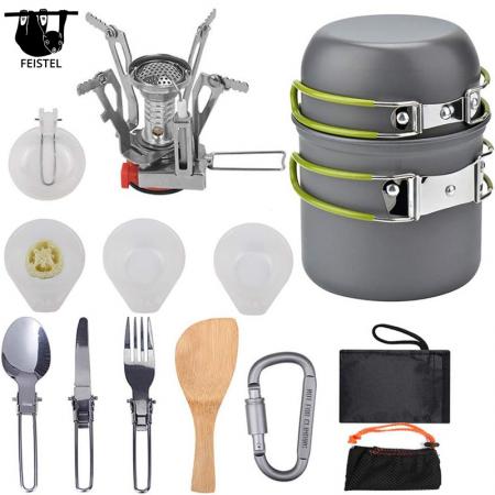 Kit di pentole da picnic portatili per esterni Set di pentole in allumina Accessorio da cucina da viaggio 