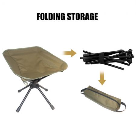 Sedia girevole a 360°, portatile, ultraleggera, per campeggio, spiaggia, esterni, sgabello da pesca portatile 