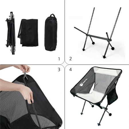 Sedia da spiaggia pieghevole personalizzata con tasche laterali, sedie da campeggio impacchettabili 