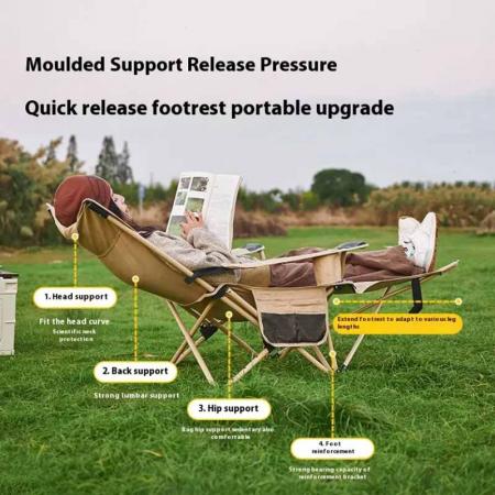 Sedia da pesca reclinabile pieghevole in metallo e ferro da campeggio, comoda per esterni, con poggiapiedi rimovibile