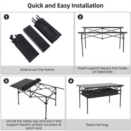 Tavolo da spiaggia pieghevole ultraleggero con borsa per il trasporto, tavolo da campeggio per picnic e cucina da viaggio all'aperto 