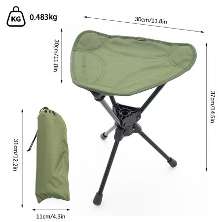 Sgabello da campeggio per esterni girevole a 360° in lega di alluminio leggera, in tessuto Oxford 