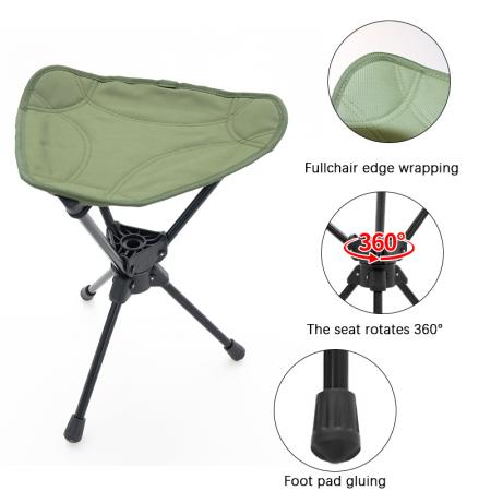 Sgabello da campeggio per esterni girevole a 360° in lega di alluminio leggera, in tessuto Oxford 