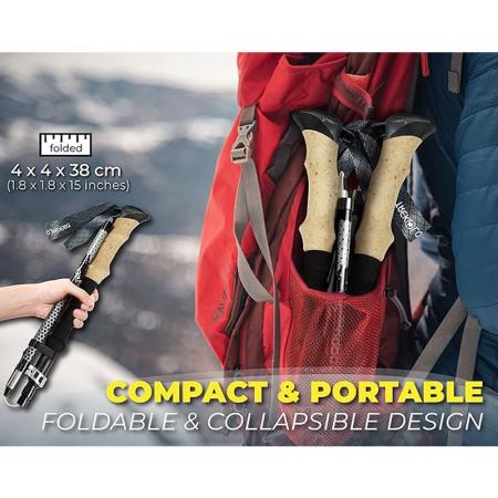Amazon vendita calda OEM pieghevole ultraleggero pieghevole pieghevole bastoncini da trekking pieghevoli