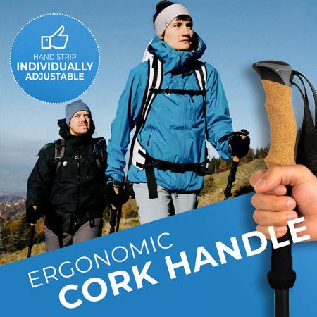 Bastoncini da passeggio pieghevoli in alluminio leggero 7075 con impugnatura in sughero per adulti e bambini 