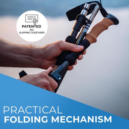 Bastoncini da passeggio pieghevoli in alluminio leggero 7075 con impugnatura in sughero per adulti e bambini 