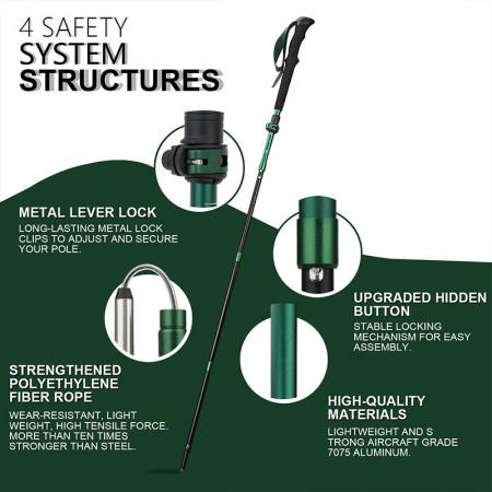 Bastoni da passeggio pieghevoli pieghevoli in carbonio 3K con design Flip-Lock rapido regolabile