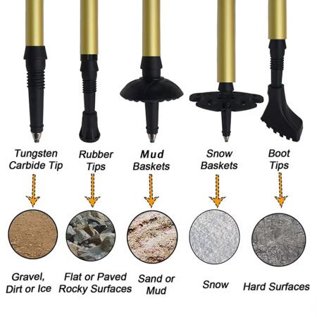 Bastone da passeggio pieghevole multifunzionale in EVA per arrampicata all'aperto, in lega di alluminio a cinque sezioni, compatibile con tuta 