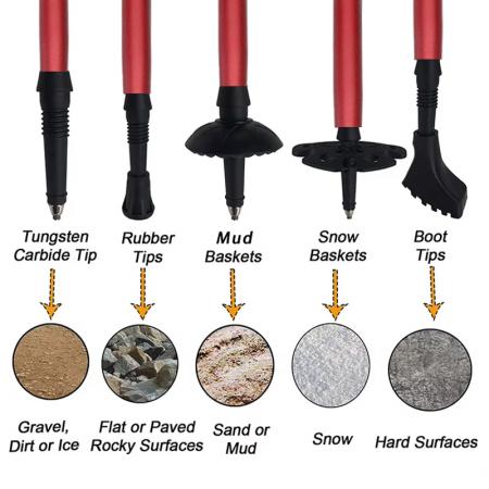 Bastoncini da trekking pieghevoli ultraleggeri in lega di alluminio a prezzo di fabbrica, bastoni da trekking regolabili per campeggio e zaino in spalla 