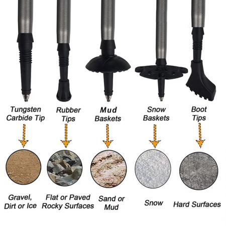 Bastoncini da trekking e da escursionismo pieghevoli personalizzati in alluminio aeronautico 7075 a 5 sezioni con cinturino e impugnatura in sughero, opzione OEM 