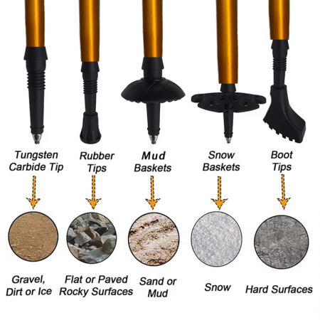1 paio di bastoncini da trekking in alluminio pieghevoli, estensibili e pieghevoli, da 5 sottosezioni 