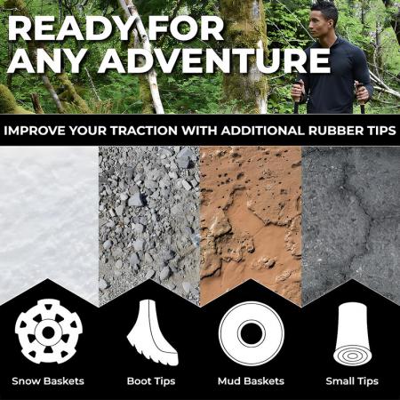 Bastoncini da trekking per esterni leggeri, personalizzati in fabbrica, con impugnature in sughero naturale e impugnature in EVA 