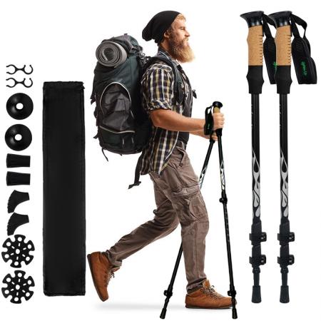 Vendita diretta in fabbrica di bastoncini da trekking in lega di alluminio ad alta resistenza, versione telescopica, adatti per alpinismo ed escursionismo 