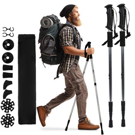 Bastoncini da passeggio leggeri con blocco interno, telescopici in lega di alluminio e impugnatura in gomma per esterni 